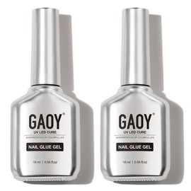 GAOY French Gel Nail Tips, 240Pcs Press on Nails Light Pink Medium Square Gel X Nail Tips, Pre-applied Tip Primer and Base Coat Cover, 15 Sizes Pre-filed Fake Nail Tips for Nail Extension - Color: 2Pcs Nail Glue Gel