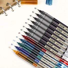 Frienda 12 Pieces Rolling Ball Pens, Quick-Drying Ink 0.5 mm Extra Fine Point Pens Liquid Ink Pen Rollerball Pens (Retro Colors and Black)