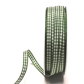 s.dekoda Ribbon 50 m x 6 mm Green - White Check Ribbon Gingham Woven Decorative Ribbon Checked