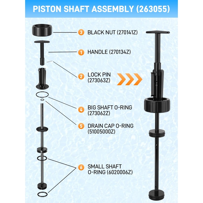 263055 Piston Shaft Assembly Kit Compatible with Pentair Push Pull