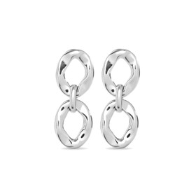 UNO de 50 Sterling Silver Double Link Earrings - One Size - Precious Metals - No Gemstone, Precious Metals, No Gemstone