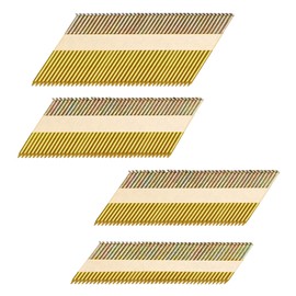 HW HAMWOO 34°Framing Nails,D Head Nail Pack, (2",2-1/2",3", 3-1/2"),Galvanized Paper Tape Strip Nails,Smooth Shank,for 30 to 34 Degree Framing Nailer(1200Pcs)