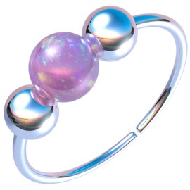 Tiny Silver Helix Hoop - Handmade 8mm Hoop with a Cute 3mm Pink Opal - Thin 20 Guage Sterling Silver Cartilage Earring Piercing Hoop