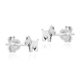 AeraVida Cute Dog Pup .925 Sterling Silver Stud Earrings