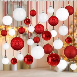 Relaxgiant 36 Pcs Christmas Balls Ornaments for Ceiling, Shatterproof Christmas Balls, Ceiling Hanging Xmas Ball for Xmas Tree Holiday Party Indoor Decorations(Red, White)
