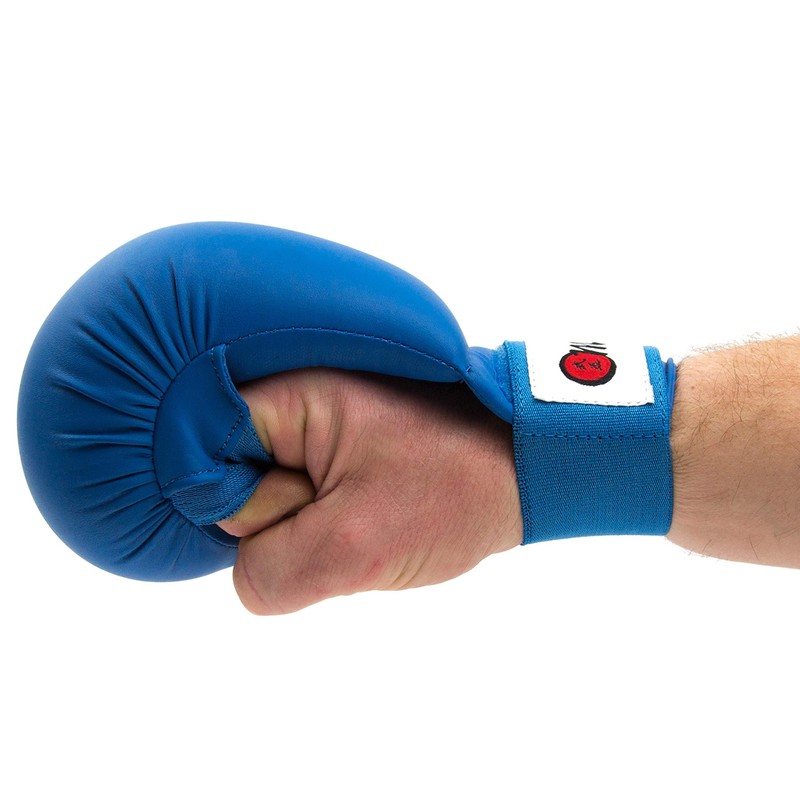 WKF Style Sparring Karate Gloves without Thumb Protection Blue Red