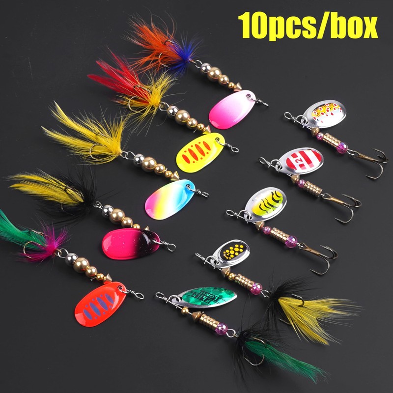 Fishing Lures Spinner Baits Kit, 10pcs Inline Spinnerbait with Rooster