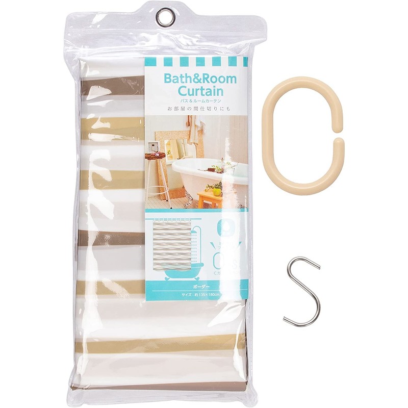 Strix Design QB-157D Shower Curtain, Waterproof, Border Pattern, 53.1 x
