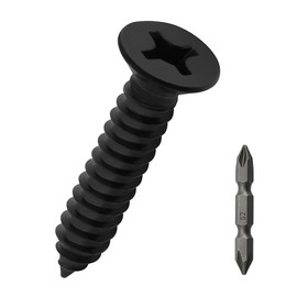 #14 x 1" Flat Head Wood Screws (25 pcs), 18-8 (304) Stainless Steel, Phillips Drive Flat Head Self Tapping Screws, Black Oxide Coated Sheet Metal Screws, Fayeploo (with Phillips Driver Bit)