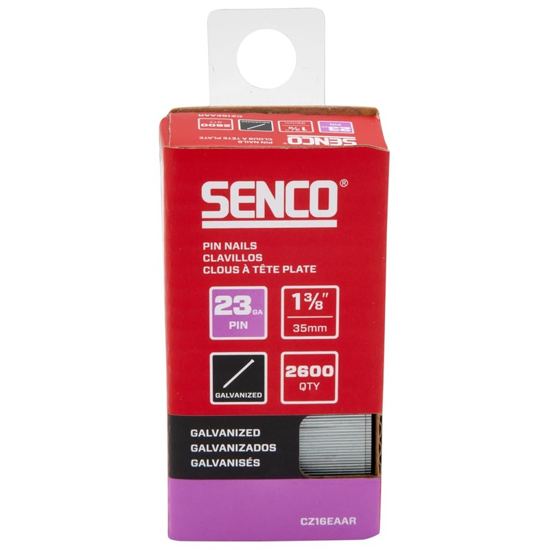 SENCO CZ16EAAR 1-3/8" 23 Gauge Pin Nails, Galvanized Finish 2,600