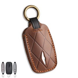 Rulansda Fits The Remote for Hyundai Key fob Cover Perfectly, Compatible with Genesis Electrified G70 G80 G90 GV60 GV70 GV80 7 Button Key Protector Fob Chain Shell Case /Brown