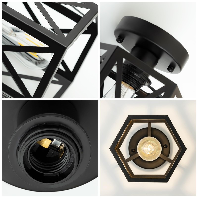 OTeedo 2 Pack Modern Semi Flush Mount Ceiling Light,Hexagon Flush