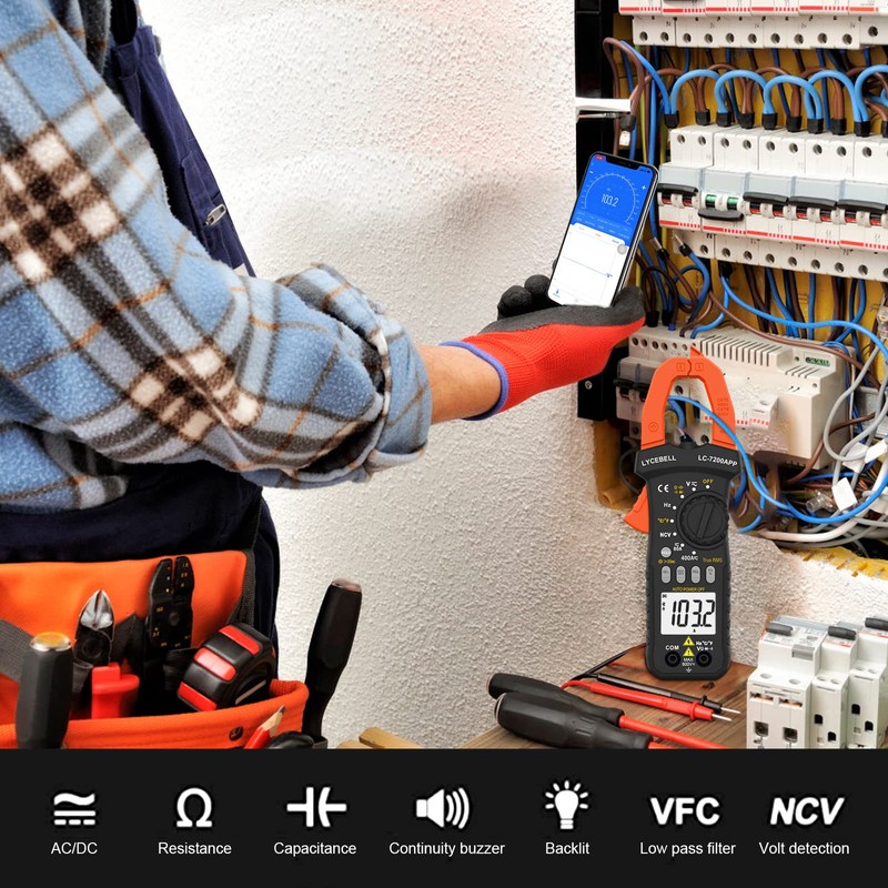 LYCEBELL Clamp Meter Digital Multimeter, LC-7200APP Multimeter Tester, TRMS 6000
