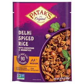 Patak's Delhi Spiced Rice Ready to Heat and Eat Meal, 10.05 OZ (Pack of 6) Indian Meal with Chickpeas, Basmati Rice and Aromatic Spices
