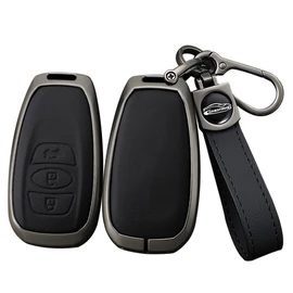 ontto 3 buttons Key Fob Cover Fit for Subaru Ascent Forester WRX Crosstrek Impreza Outback Legacy Alloy Leather Smart Key holder Shell case keyring keychain full protection accessories Black B