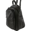 Ladies Soft Real Leather Backpack Rucksack Bag- Triple Zipped (Black)