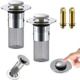 Drain Filter, 2 Pcs Pop up Bathroom Sink Drain Strainer,Stainless Steel Floor Drain Filter Bathroom, for Bathroom Sinks, bathtubs, Showers, and Floor drains ﻿