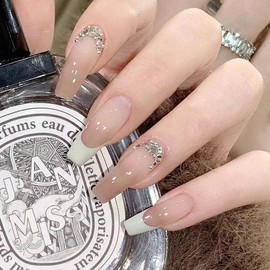 ISHR 24 Pcs Nail Tip, Short Nail Tip, Popular, Japanese Style, Cute, Nail Seal, Stylish, Simple, School Entrance Ceremony, Graduation Ceremony, Coming-of-age Ceremony, Wedding, Party (A1, Medium)