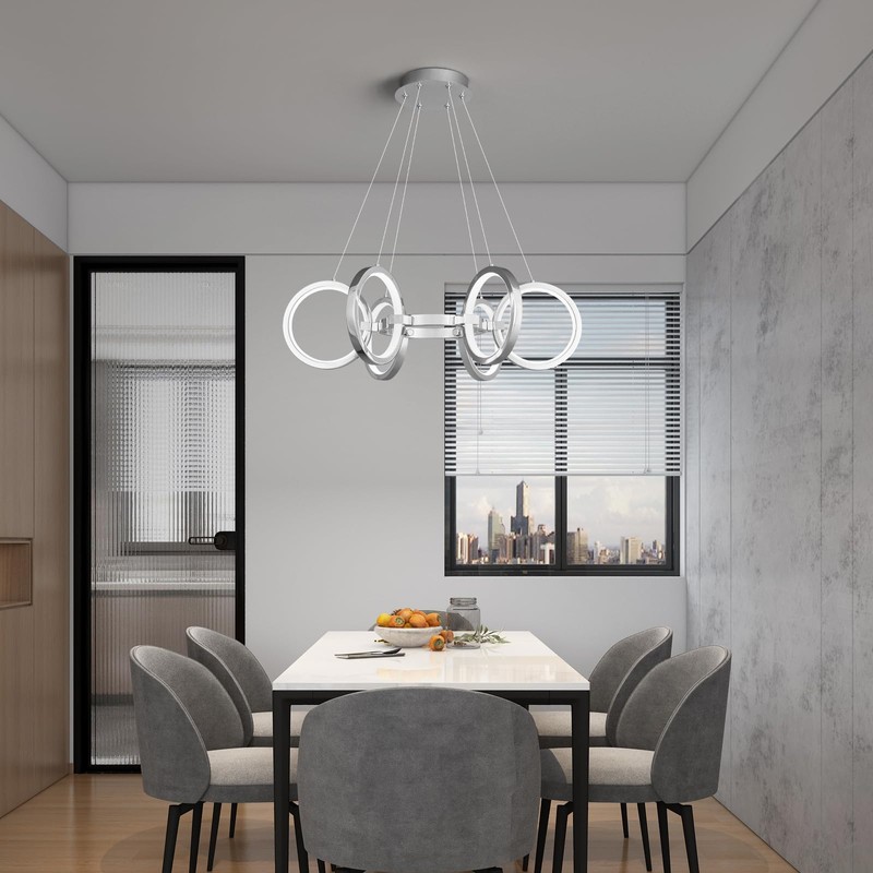 FDPBY Modern LED Chandelier Dimmable Round Pendant Light Fixtures 6