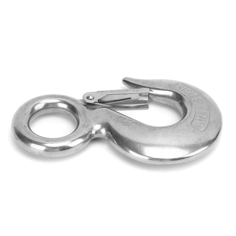 2pcs 1.5 Tons Eye Slip Hook with Safety Latch Stainless