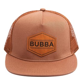 Knuckleheads Little Threads Toddler Baseball Hat - Boy Outfit - Snap Back - Trucker Cap - Flat Brim Patch Sun Hat (S 12-24 Months, Bubba Brown)