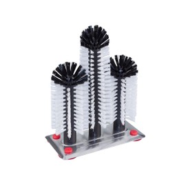 BÜMAG eG Professional Washing Up Brushes 3 Columns Mounted with Wide Aluminium Suction Cup Plate Washing Up Brush for Glasses 18-24-18 cm