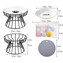 2-teilige Katzenschüsseln Schwarze erhöhte Haustier Schüssel Verhindern Nackenschmerzen Fütterung Breite Katzenschüssel Anti Erbrechen Katzen Futterplatten mit Rutschfester Matte (Schwarz)