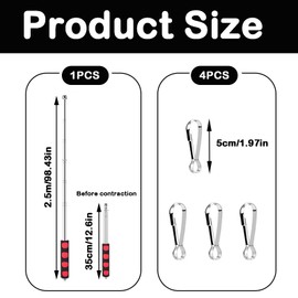 WNXBFO 5-Piece Set Telescopic Flag Pole, Handheld Flagpole With 4 Clips, Festival Flag Pole, Telescopic Pole, Flag Poles for Garden Can Be Used for Tour Guides, Teaching Festivals, Etc