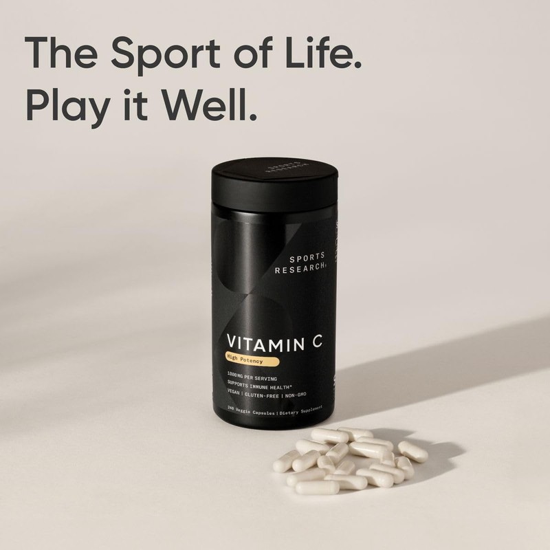Sports Research High Potency Vitamin C Supplement - Vegan Veggie