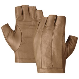 Harssidanzar Driving Gloves Mens,Unlined Fingerless Half Finger Leather Driving Gloves KM049US,Camel, Size L