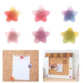 DeryArcle 30Pcs Decorative Push Pins, Star Shaped Thumb Tacks for Wall Hanging, Gradient Color Thumbtacks for Cork Board, Bulletin Board, Home Office Decorations