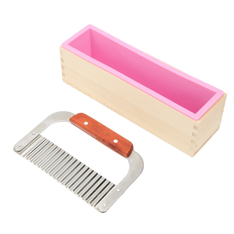 Wooden Loaf Soap Cutter Mold with 1 Pc Silicone Mold
