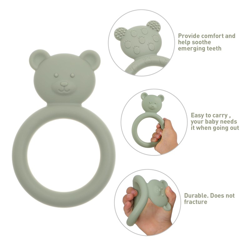 Dirbabi Silicone Baby Teether, Teething Toy Ring for Babies, Easy