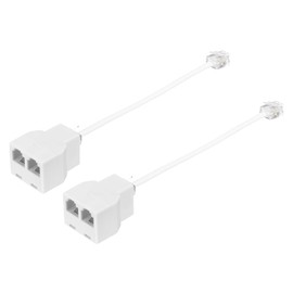 MECCANIXITY Phone Jack Splitter, RJ11 6P4C Telephone Line 2 Way Splitter Adapter for Landline, 0.55ft, White