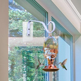 KasaRacks 4-Pack Window Bird Feeder Hook, Strong Hanger with Traceless Adhesive & Screws, Window Mounted Load-Bearing Hook for Bird Feeders, Wind Chimes, Plants (White)