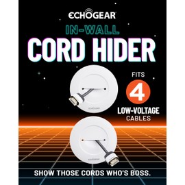 ECHOGEAR TV Cord Hider for Wall Mounted TV - White Cable Management Kit Hides TV Wires Behind The Wall- Includes 2 Pass Throughs, Locking Brackets, and Hole Saw Drill Attachment for Easy Install
