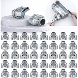 Tandefio 3/8" Flexible Conduit Metal Duplex Connector for Flex/AC/NM Sheathed Cable 90 Degree Flex Duplex Box Connector Zinc Die Cast Clamp Electrical Conduit Fittings for Protecting Cables