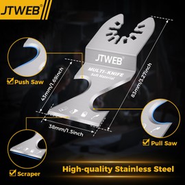 JTWEB Oscillating Multi Tool Hook Knife Blade Scraper, 10PCS Asphalt Shingle Cutter Tool for Cutting Soft Materials, Roofing Shingles, PVC Carpet, Cardboard, Multitool Saw Blades Kit for Bosch