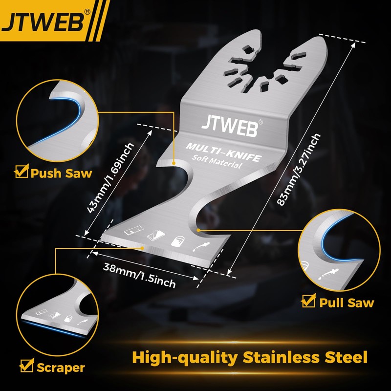 JTWEB Oscillating Multi Tool Hook Knife Blade Scraper, 10PCS Asphalt