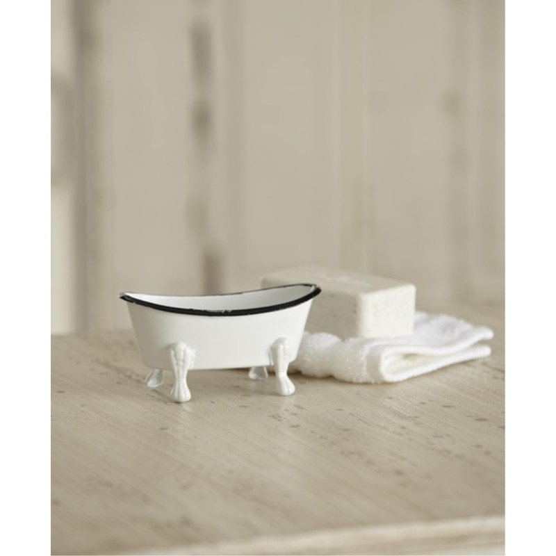 Black and White Bathtub Metal 5.5 x 2.75 Decorative Counterop