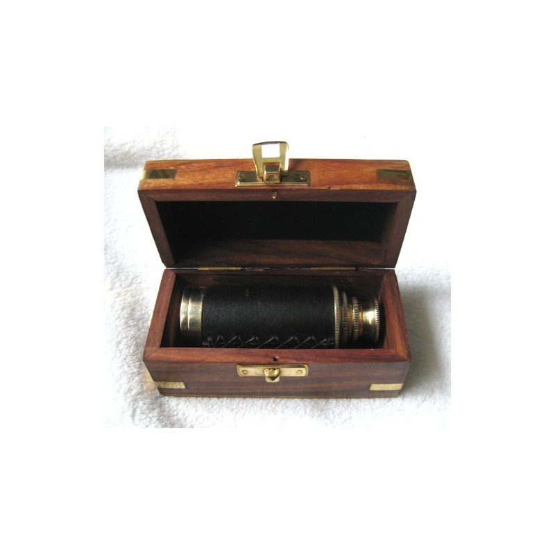 Antique Telescope Brass Telescope extendable auf 25cm with leather in
