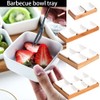 WENMAQIN Ceramic Snack Bowls with Bamboo Tray Set,Divided Serving Bowls