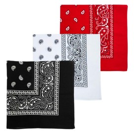 KEWUF 3 Stück bandana damen, bandana rot, halstuch damen, kopftuch damen, Bandana Herren Kopftuch, Seidig Vintage Bandana Damen und Herren Set, Farbig Kopf Square Schal Satin Kopftuch 54 x 54cm