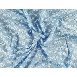 AVKA Studio - Tela estampada de bloque a mano por The Yard – PRECUT 3 yardas 42 pulgadas de ancho, material 100% algodón, patrón floral azul y blanco, tela india ligera para hacer proyectos de tops de