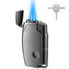 Double Torch Butane Lighter with Punch, Jet Windproof Lighter with