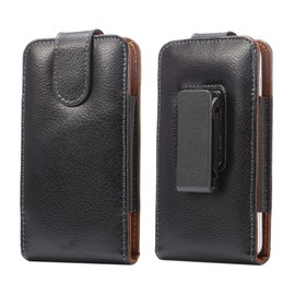 DFVmobile - Magnetic Genuine Leather Executive Case Belt Clip Rotary 360 for Newman K18 - Black