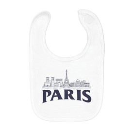 Fabulous Organic Cotton Baby Bib Paris Minimalist France City Eiffel Tower Travel, White