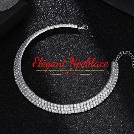 JEAIRTS Rhinestone Choker Necklace Silver Sparkly Rhinestone Multi-Row Necklaces Chain Bling Crystal Chokers Fashion Minimalist Party Prom Jewelry Accessories for Women(C-3 Layers)