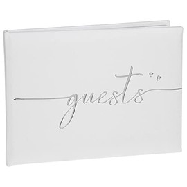 Widdle Gifts Ltd Wedding Day Guest Book - White with Silver Script 9789 (310113)