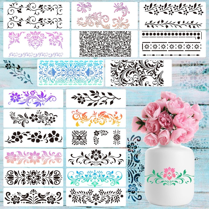 Lekabee 20Pcs Vintage Border Stencil